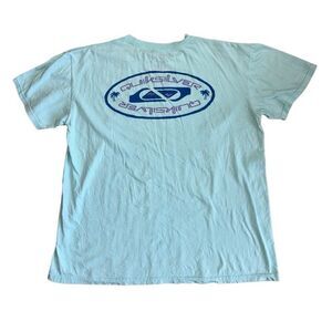 Quicksilver Men's Y2K Blue Graphic Cotton Surfer T-Shirt Regular Fit Size Large